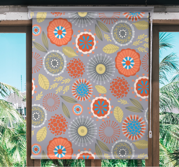 Rollo fenster blumen und pflanzen mit hellem blumenmuster - TenStickers