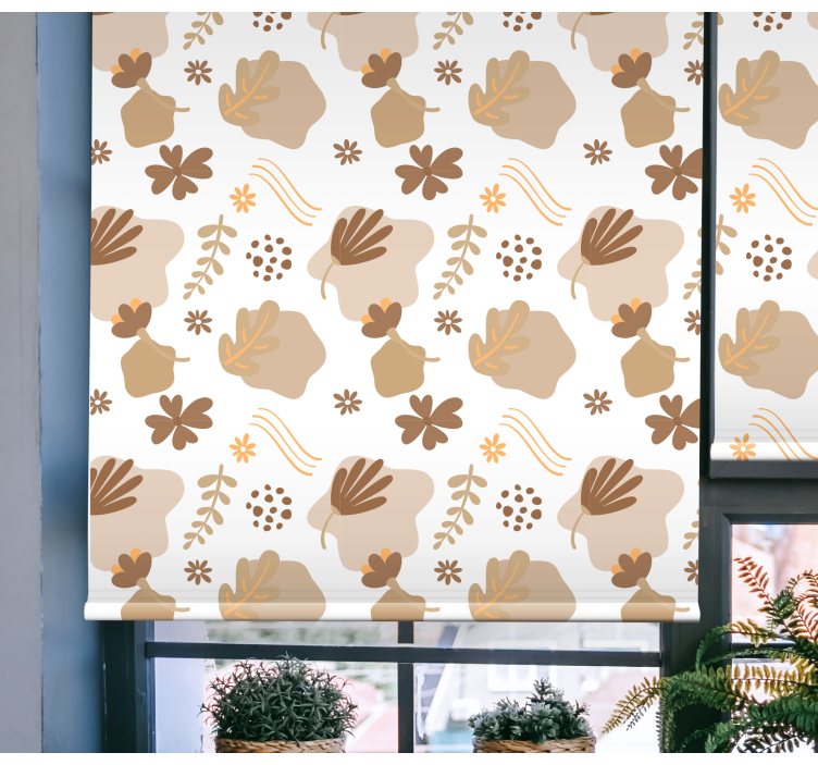 Rollo Fenster Blumen und Pflanzen organisches beiges muster - TenStickers