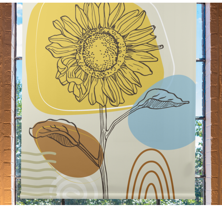 Rollo Fenster Blumen und Pflanzen sonnenblume mit kreisen - TenStickers