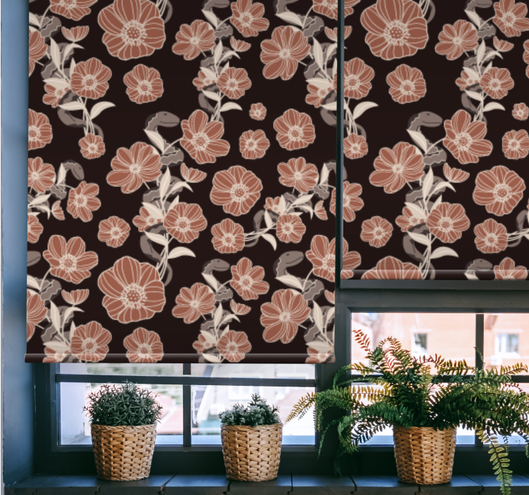Rollo Fenster Blumen vintage dunkles muster - TenStickers