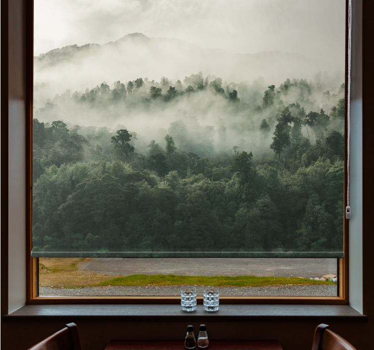 Rollo Fenster Baum üppiger waldnebel - TenStickers