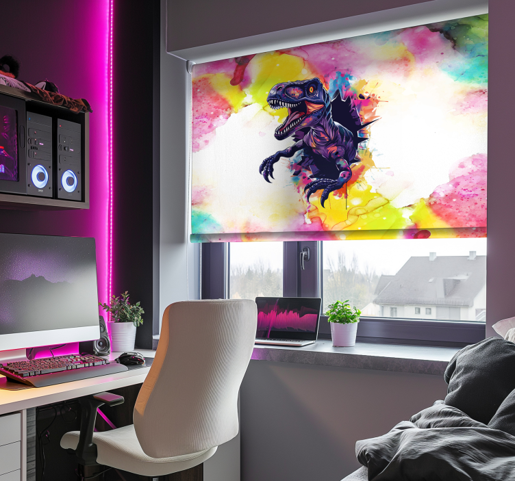 Rollo Fenster Dinosaurier gesättigte farben velociraptor - TenStickers