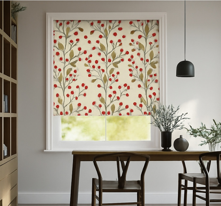 Rollo Fenster Esszimmer beeren blumen blätter - TenStickers