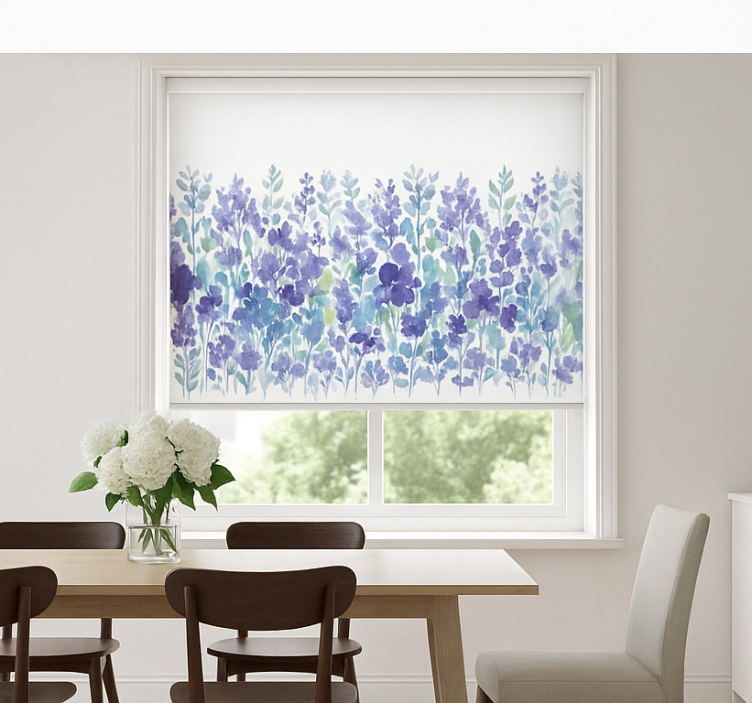 Rollo Fenster Esszimmer lavendel blumenfeld - TenStickers