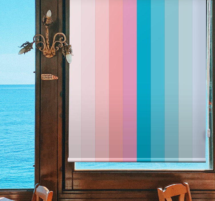 Rollo Fenster Farben gestreift rosa und blau - TenStickers