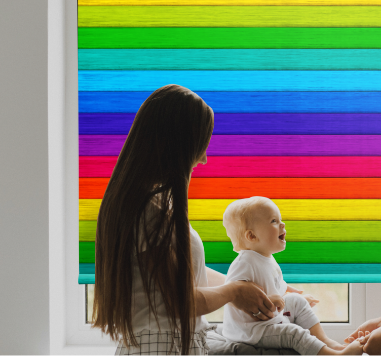 Rollo Fenster mit Muster regenbogen-holzbretter - TenStickers