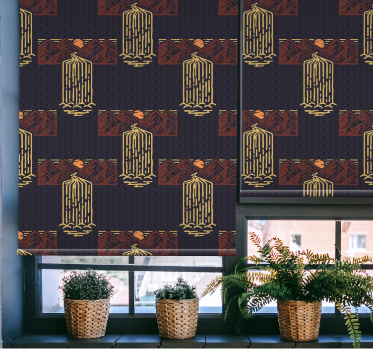 Rollo Fenster Vintagemuster sonnenuntergang mit wasserfällen - TenStickers