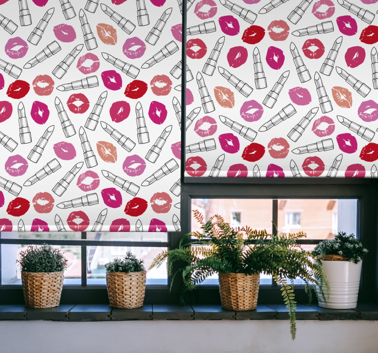 Rollo Fenster Spaß kuss- und lippenstiftmuster - TenStickers