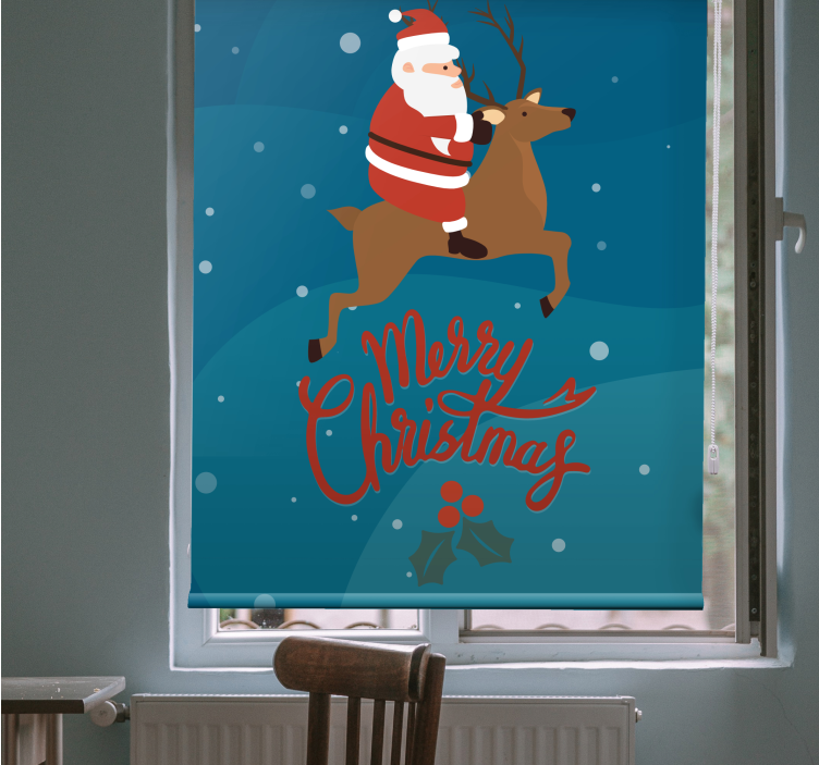 Rollo Fenster Originell weihnachtsmann reitet rentier - TenStickers