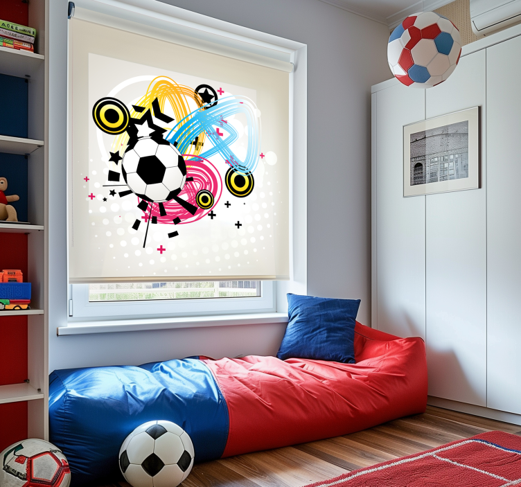 Rollo Fenster Fußball farbenfroher Schuss - TenStickers