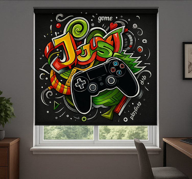 Gamer Rollo Fenster Graffiti nur Gamecontroller - TenStickers