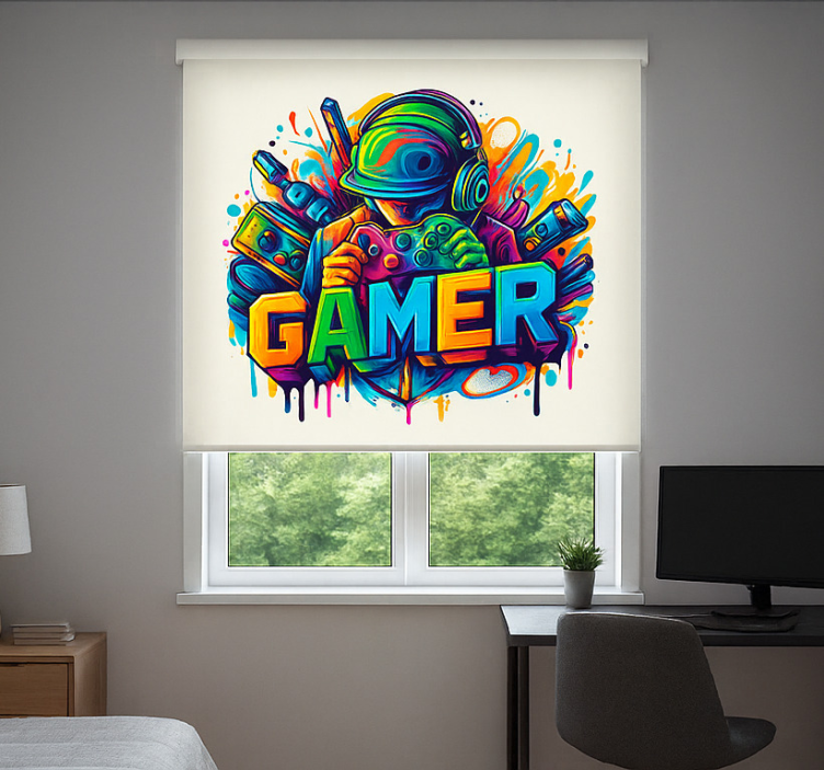 Rollo Fenster Gamer im spieler gefangen - TenStickers
