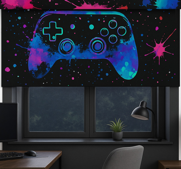 Rollo Fenster Gamer neon-spritzfarben-controller - TenStickers