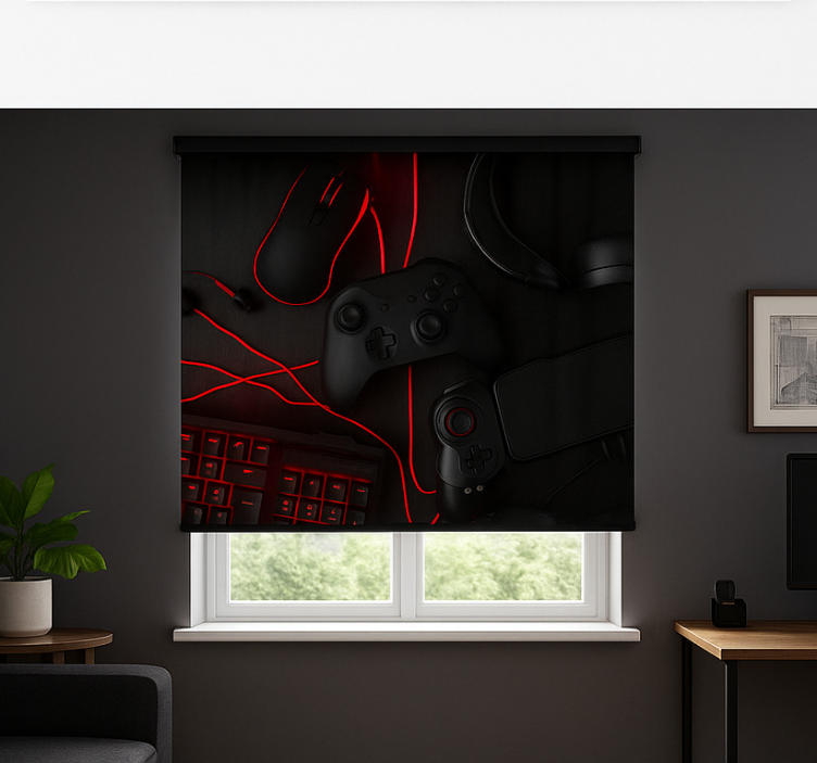 Rollo Fenster Gamer schwarz-rotes Spieler-Ambiente - TenStickers