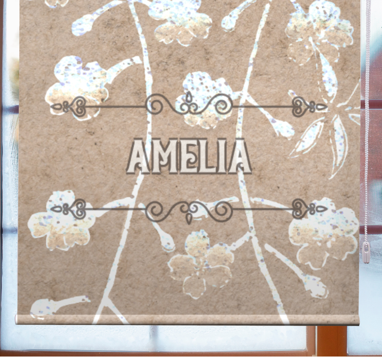Rollo Fenster Hochzeit beiges blumenmuster mit namen - TenStickers