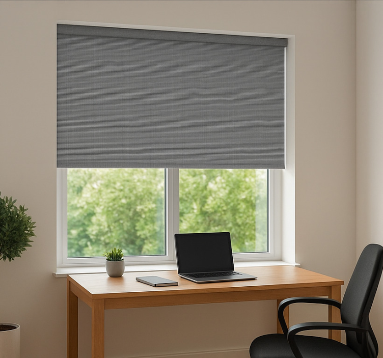 Rollo fenster home office in grauem wolkenlook - TenStickers