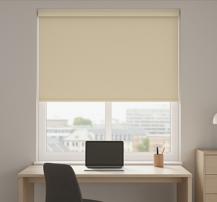 Rollo fenster home office in schlichtem beige - TenStickers