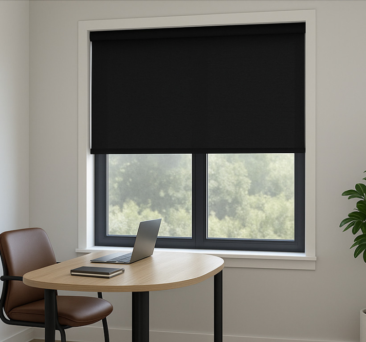 Rollo fenster home office klassische schwarze jalousie - TenStickers