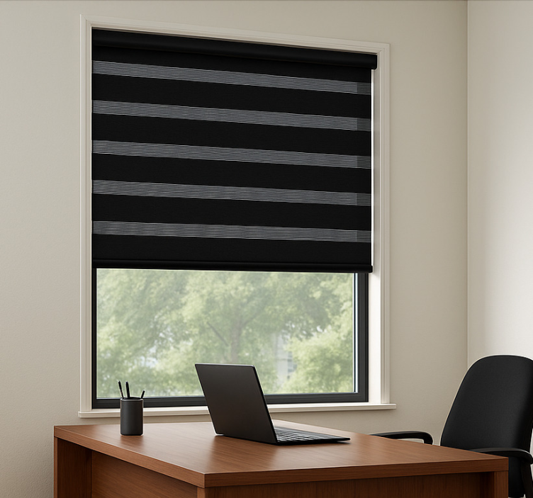 Rollo fenster home office schwarz mit streifen - TenStickers