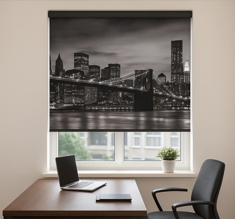 Rollo fenster home office stadt bei nacht - TenStickers