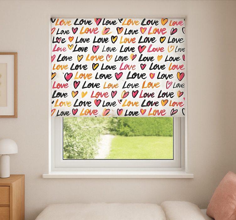 Rollo Fenster Jugendzimmer text „liebe, liebe, liebe“ - TenStickers