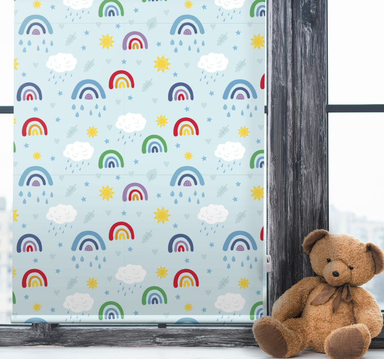 Rollo Fenster Kinderzimmer blaue regenbögen und wolken - TenStickers