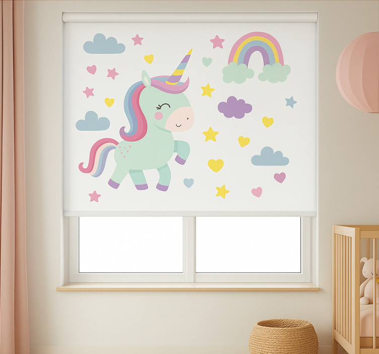 Rollo Fenster Kinderzimmer buntes einhorn-design - TenStickers