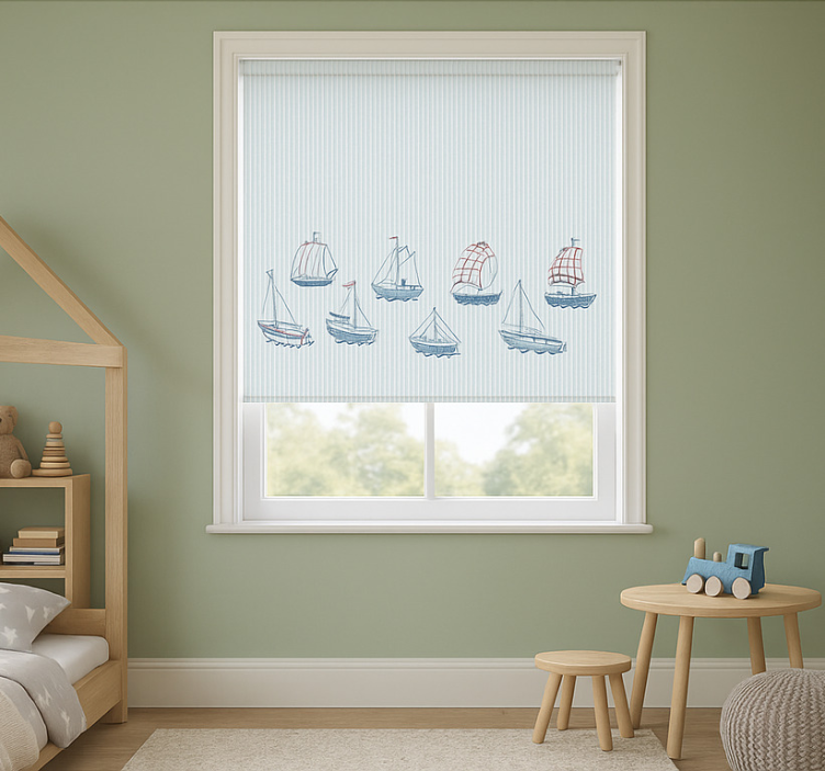 Rollo Fenster Kinderzimmer blaue segelboote - TenStickers