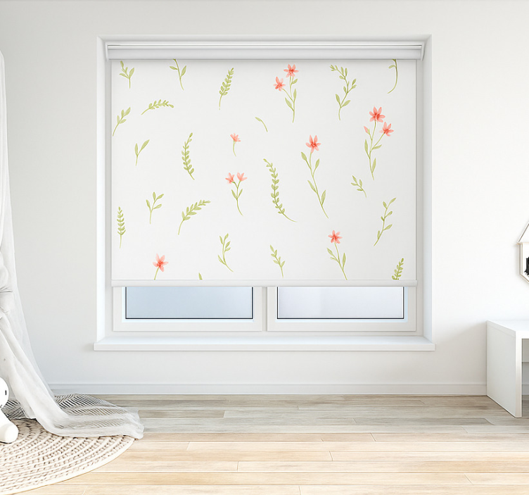 Rollo Fenster Kinderzimmer pastellfarbene wiesenblumen - TenStickers