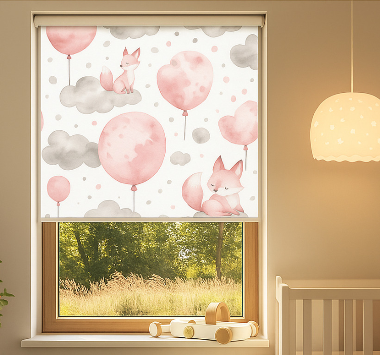 Rollo Fenster Kinderzimmer pastellfarbene luftballons und wolken - TenStickers
