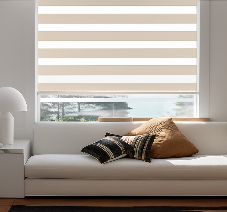 Rollo Fenster Klassisch creme und weiß horizontal - TenStickers