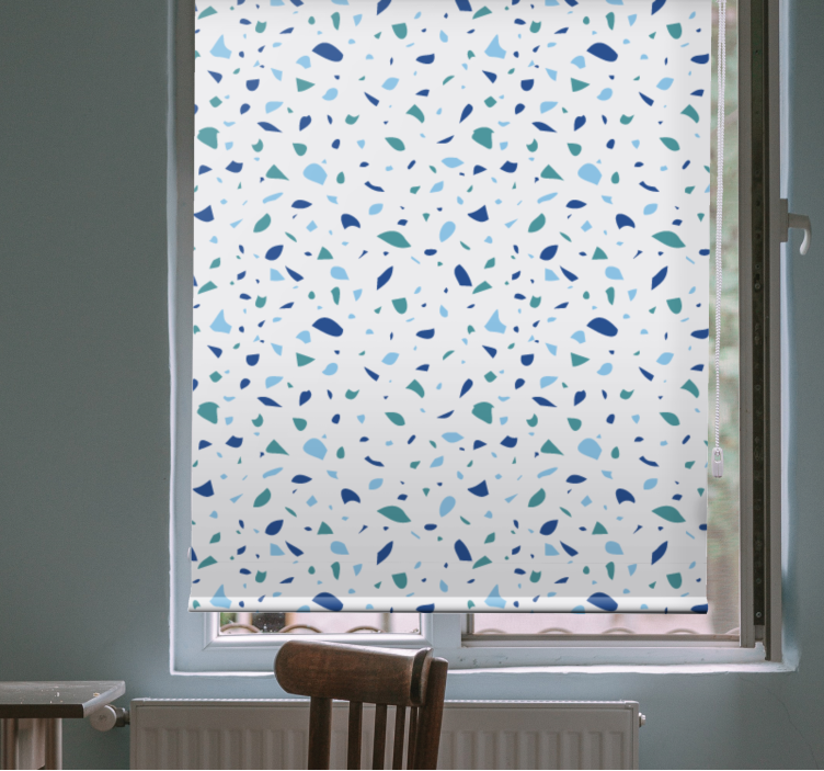 Rollo Fenster mit Muster blauer terrazzoeffekt - TenStickers