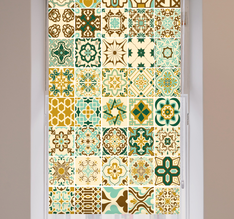 Rollo fenster mit muster geometrische mosaikmuster - TenStickers