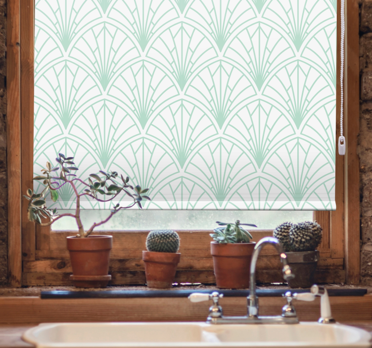 Rollo Fenster mit Muster geometrisches grünes blattdesign - TenStickers