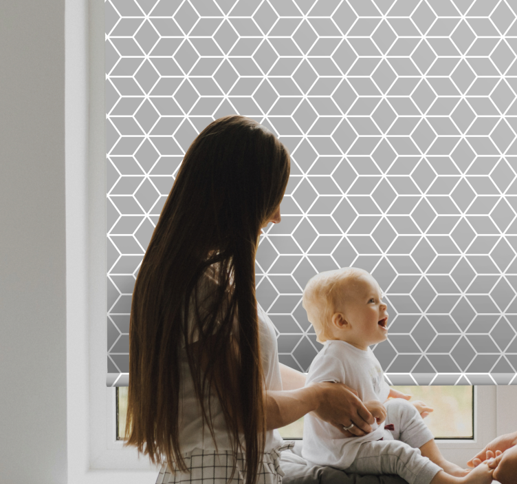 Rollo fenster mit muster hexagonales graues design - TenStickers
