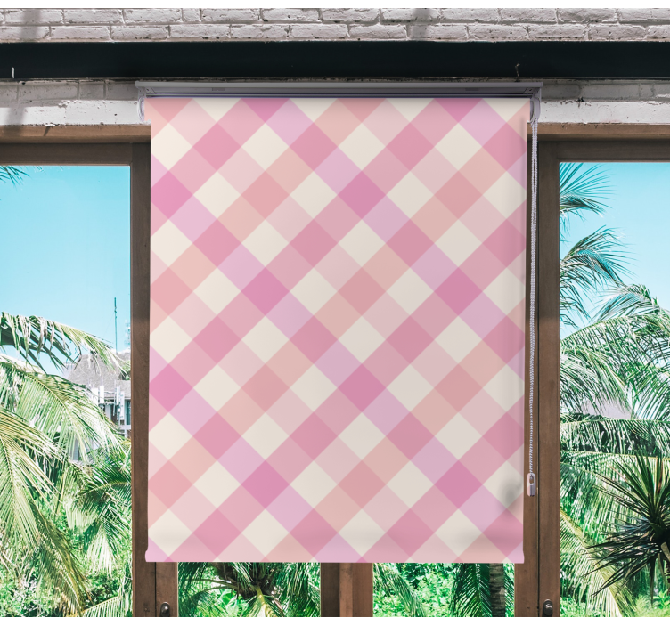 Rollo Fenster mit Muster rosa kariertes muster - TenStickers