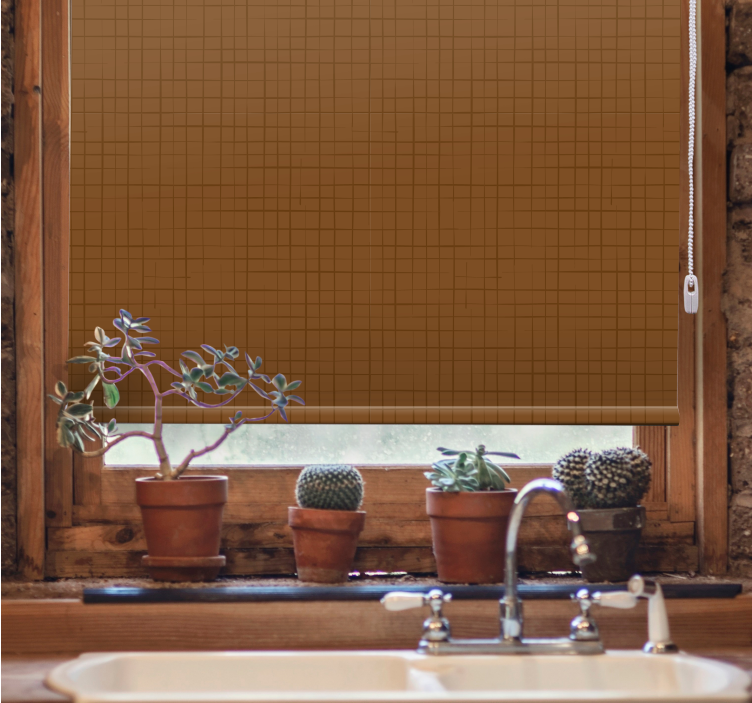 Rollo Fenster mit Muster braune quadrate oberfläche - TenStickers