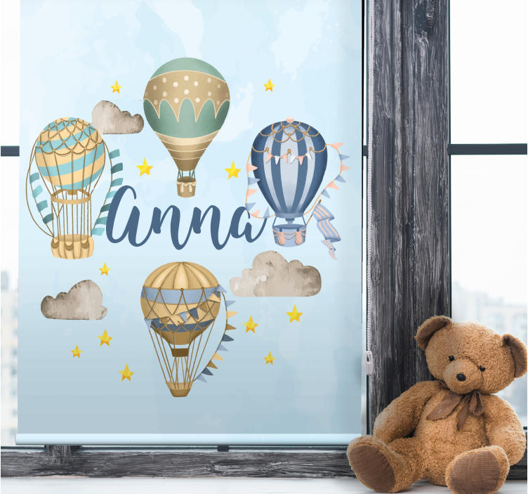 Rollo fenster mit namen heißluftballons mit namen - TenStickers