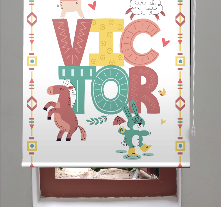 Rollo Fenster Kinderzimmer boho tiere mit namen - TenStickers