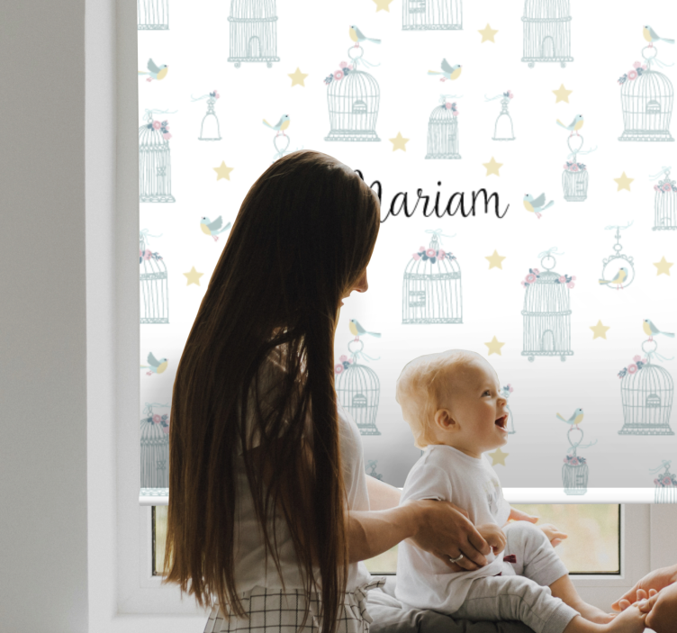 Rollo Fenster Baby vogelkäfige mit namen - TenStickers