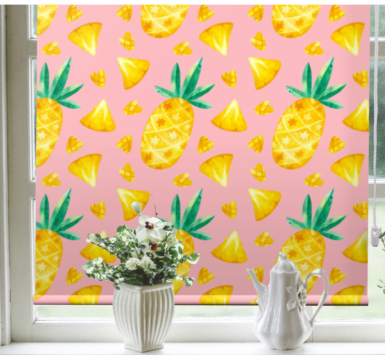 Rollo Fenster Obst ananas muster freude - TenStickers