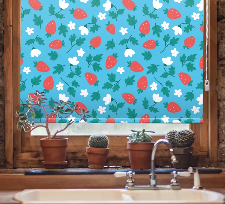 Rollo Fenster Obst frisches erdbeermuster - TenStickers