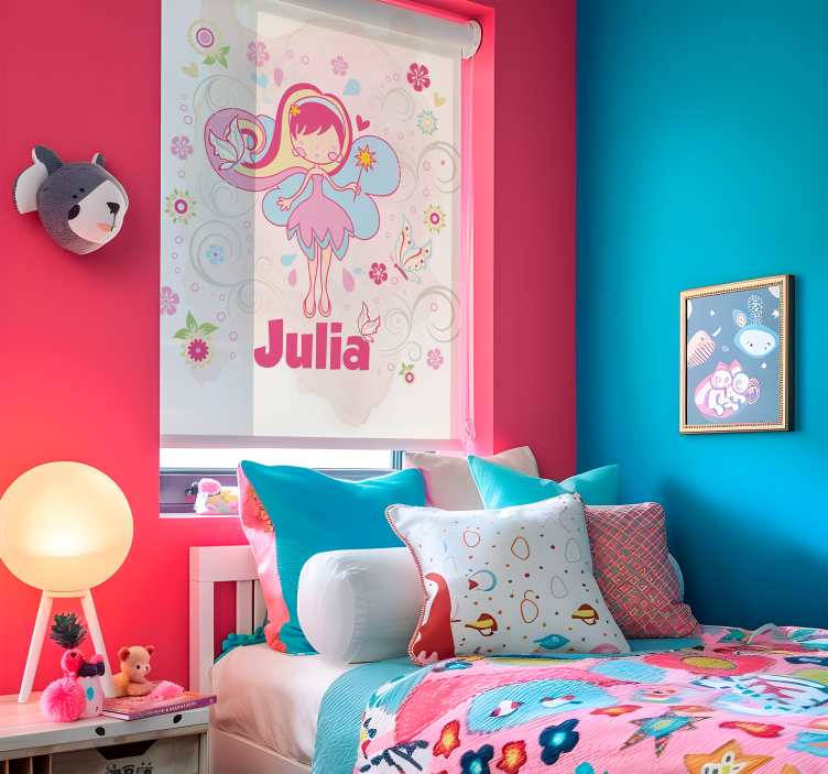 Rollo Fenster mit Namen fee mit schmetterlingen - TenStickers