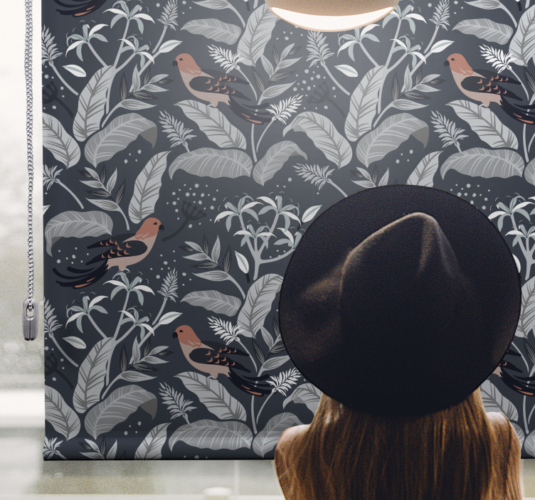 Rollo Fenster Blumenmuster vogel laub muster - TenStickers