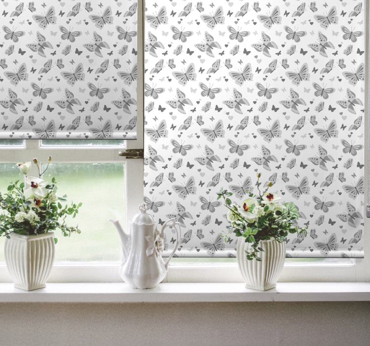 Rollo Fenster Schmetterlinge graues muster - TenStickers