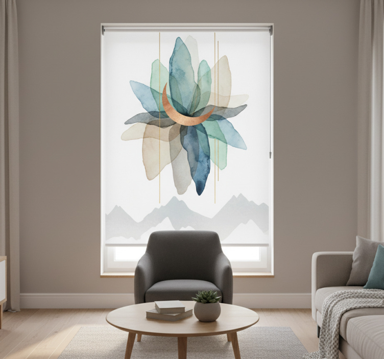 Rollo fenster skandinavisch abstrakte bunte berglandschaft - TenStickers