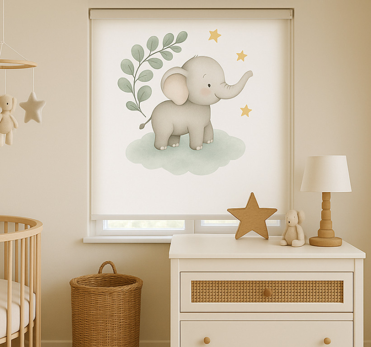 Rollo fenster skandinavisch anpassbarer wolkenbaby-elefant - TenStickers