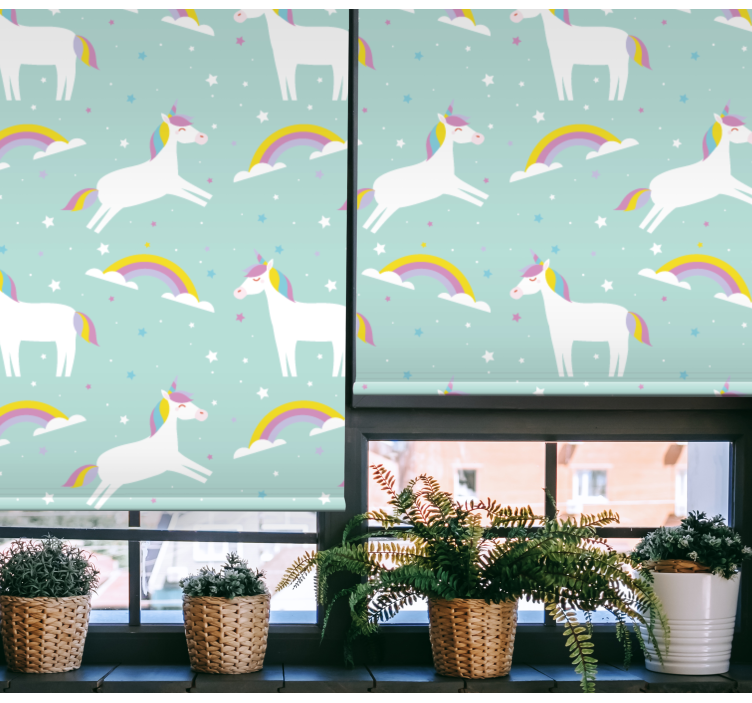Rollo fenster kinderzimmer mit einhörnern und regenbögen - TenStickers