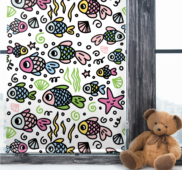 Rollo Fenster Tiere bunte fischmuster - TenStickers