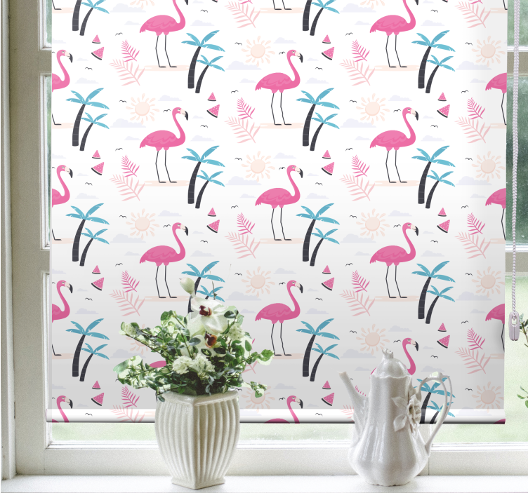 Rollo Fenster Tiere flamingo tropisches muster - TenStickers
